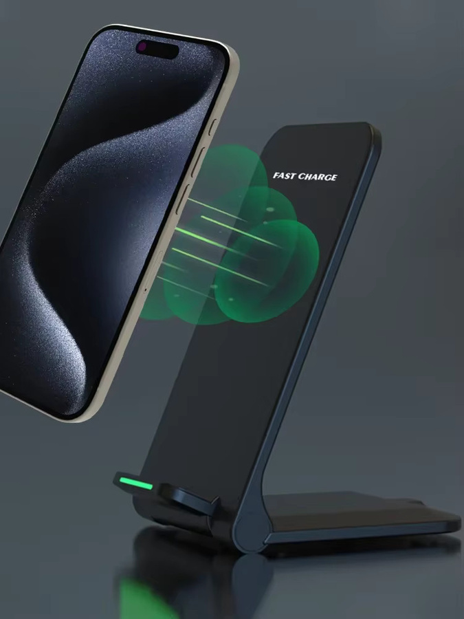 VIKEFON Faltbares kabelloses Schnellladegerät und Telefonhalter für iPhone 12 bis 17 Pro Max sowie Samsung Galaxy S25 und Xiaomi in Schwarz oder Weiß - Bild 5