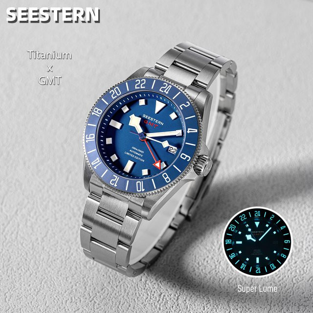 SEESTERN Armbanduhr Titan, Automatik, Blau, Saphirglas, 20 ATM, Herren - Bild 1