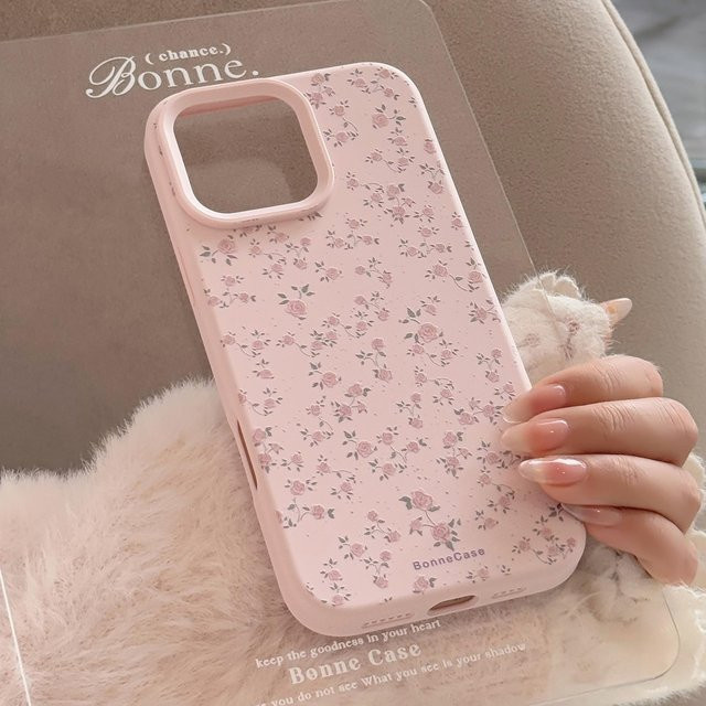 Silikon Handyhülle mit Rosa Rose Design für Apple iPhone 11, 12, 13, 15 Pro Max und 16/17 in Pink - Bild 1