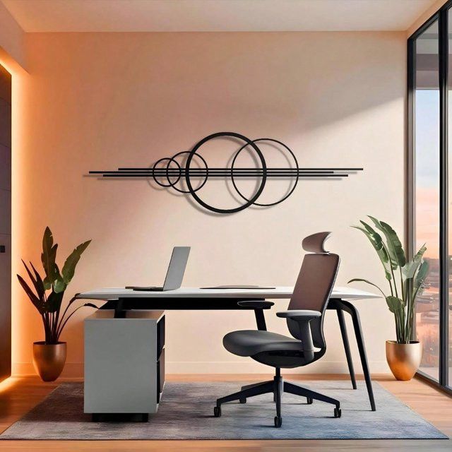CIFBUY Wandkunst-Dekor aus Metall mit modernem geometrischem Kreis-Design für Wohnzimmer und Büro - Bild 1
