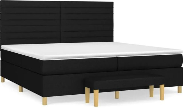 vidaXL Boxspringbett mit Matratze in Schwarz, Hybrid-Bett mit Taschenfederkern und Kopfteil, B/T: 200 x 200 cm - Bild 1