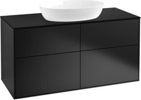 V&B Finion Waschtischunterschrank mit Wandbeleuchtung in Schwarz glänzend, Breite: 120 cm, Tiefe: 50,1 cm - Bild 1