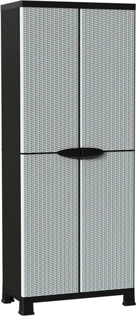 vidaXL Kunststoffschrank im Rattan-Design, Grau, B/T/H: 68 x 39 x 171,5 cm - Bild 1