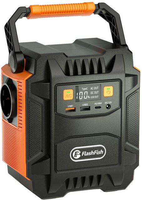 Flashfish A201 Tragbare Powerstation mit 172,8Wh und 48000mAh Kapazität, 200W Ausgang und 3 Lademethoden, Schwarz - Bild 1