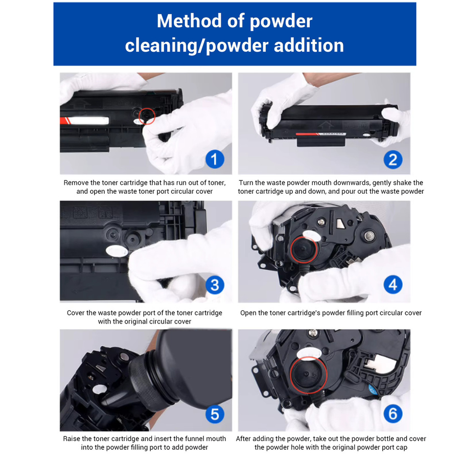 Qiilu Drucker-Toner-Nachfüllpulver Schwarz, 2 Stück à 200 g, für Laser-Drucker 1610 M2070 4321 3110 3200 PE220 PE120 3150 E210 E230 E260 E350 - Bild 5
