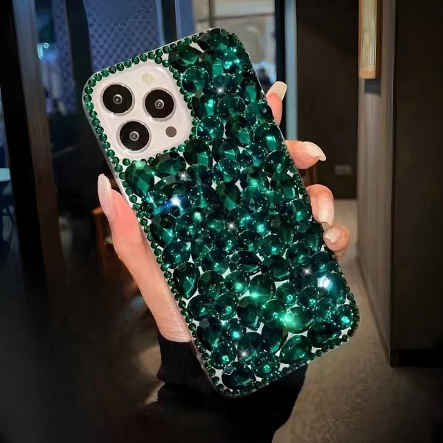 Luxus Glitzer Strass Handyhülle für Motorola Moto G86 G56 G06 G17 G37 G47 G57 G67 G77 Power Signature ThinkPhone 25 in Grün - Bild 1