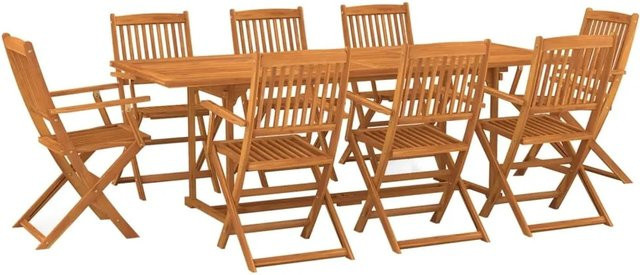 vidaXL 9-tlg Garten-Essgruppe aus Akazien-Massivholz in Braun, Modell 10 - Bild 1