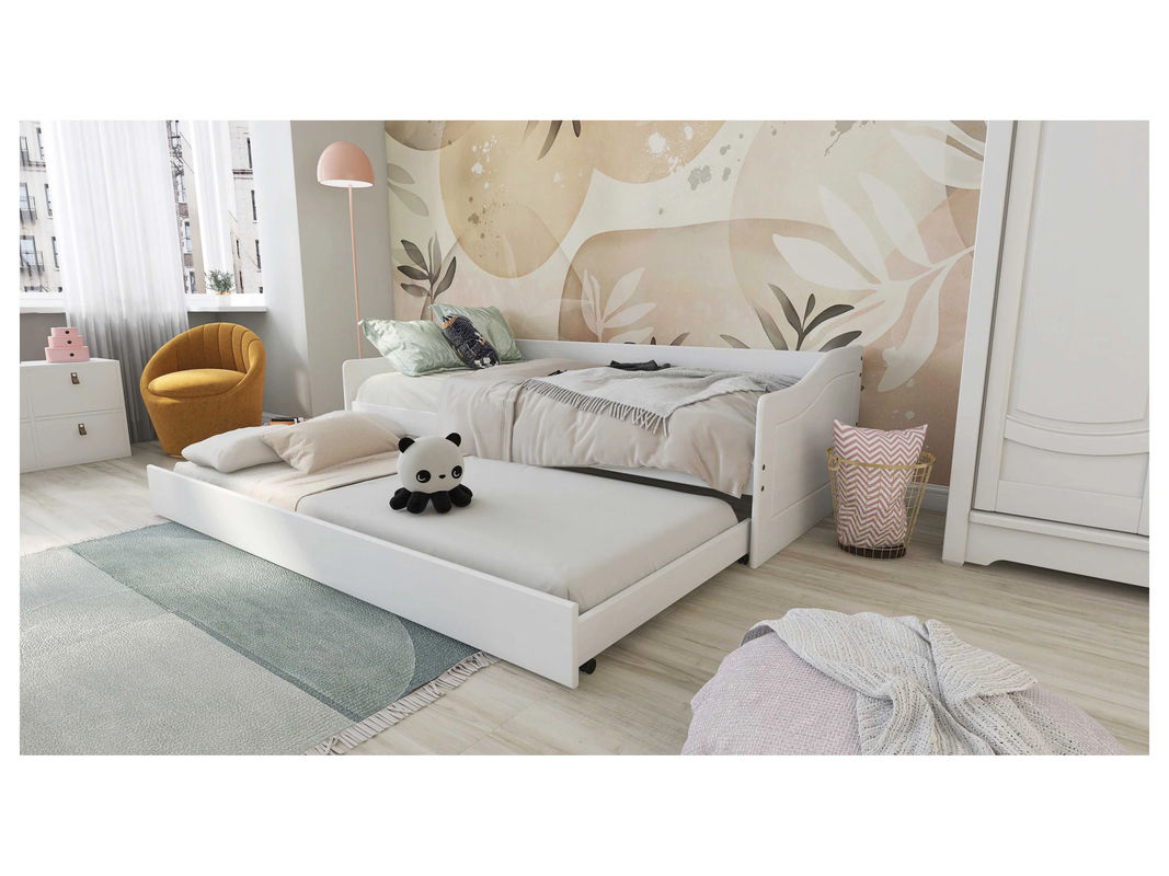 Inter Link Kinderbett Leonie mit Ausziehbett und Schubladen aus Kiefer Massivholz, Weiss, B/T/H: 90 x 200 cm - Bild 2