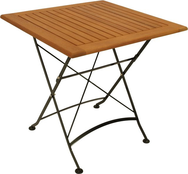 DEGAMO Klapptisch Hofgarten aus Flachstahl und FSC-zertifiziertem Eukalyptus-Holz, schwarz, B/T/H: 75 x 75 x 75 cm - Bild 1