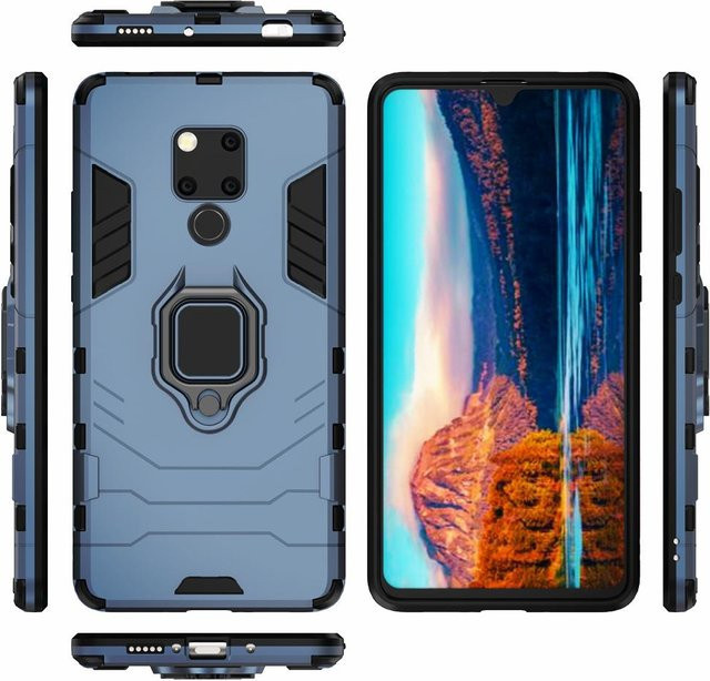 Stoßfeste Handyhülle mit Ringständer für Huawei Mate 20X und Huawei Mate 20 Pro in Blau aus Silikon und PC - Bild 1