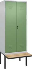 C+P PSA Doppel-Spind Classic PLUS Sitzbank mit 2 Abteilen, Buche-Hartholz und Sicherheits-Drehriegel, B/T/H: 212 x 80 x 81,5 cm - Bild 1