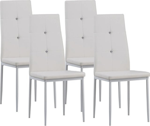 Albatros Esszimmerstühle DIAMOND 4er Set Weiss mit Kunstleder-Bezug und modernem Design - Bild 1