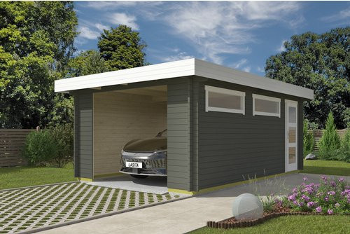 Blockgarage Lasita Maja Canberra aus Holz in Grün, B/T: 422,7 x 600 cm - Bild 1