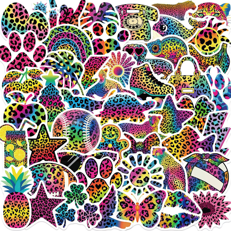 GOGOTU Bunte Leopardenmuster Graffiti-Aufkleber, 50-teiliges Set - Bild 2
