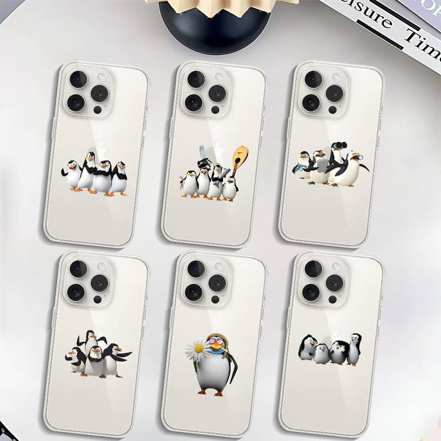 M-Madagascar P-Pinguine Handyhülle für Apple iPhone 11 bis 17 Pro Max Mini Plus, transparent - Bild 1
