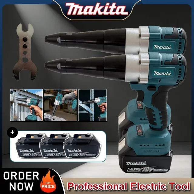 Makita 25000N Bürstenlose elektrische Nietpistole für 3,2–4,8 mm Nietmuttern, kabelloses Elektrowerkzeug für Makita 18V Akku - Bild 1