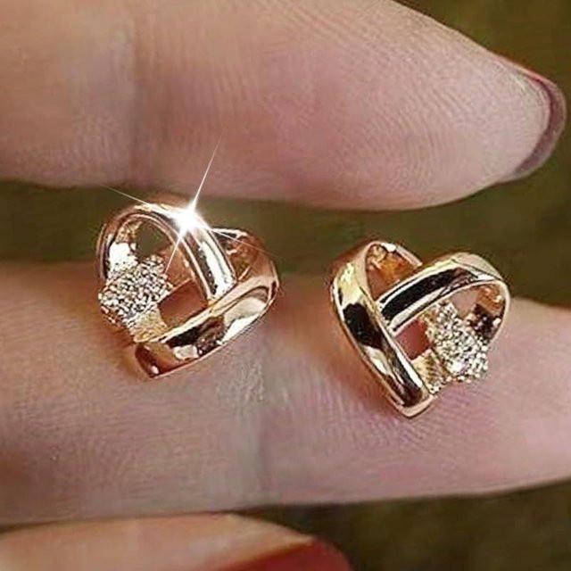 YSXX Ohrstecker, Herzförmig, Zirkonia, Gold, Kupfer, Damen - Bild 1