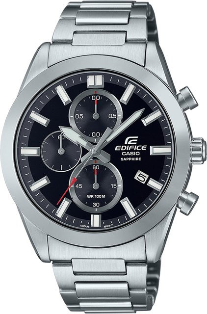 Casio Chronograph, Quarz, Edelstahl, 41 mm, Herren, Schwarz - Bild 1