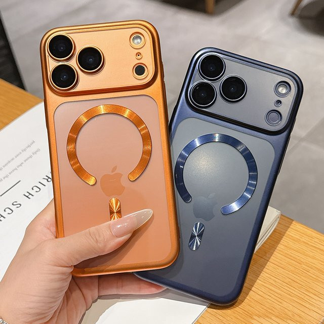 Magnetische iPhone 17 Pro Max und iPhone 17 Pro Handyhülle mit MagSafe Unterstützung, matt und transluzent, Farben: Transparent, Blau und Multicolour - Bild 1