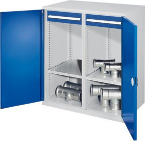 Kappes Schwerlastbeistellschrank Mod. 73 mit Doppelwandtüren, Schubladen und Schloss, Farbe: Grau, B/T/H: 60 x 60 x 111 cm - Bild 1