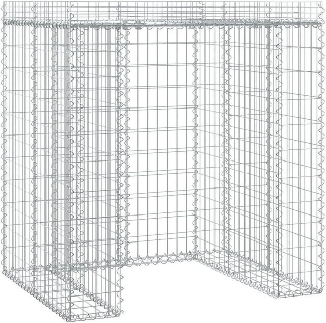 DELUKE Gabionen Mülltonnenbox ESOL mit Dach für 1 Tonne, Farbe Silber, B/T/H: 120 x 110 x 91 cm - Bild 1