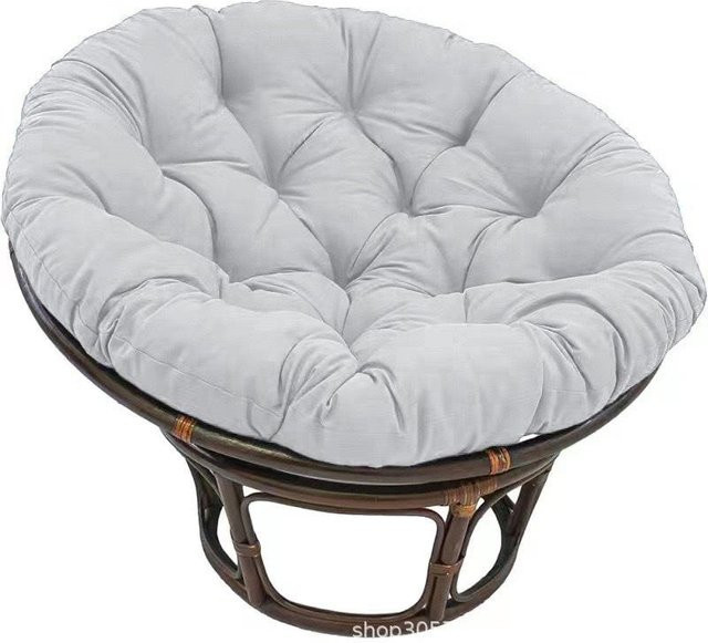 HomeHarmony Rundes Hängesessel-Kissen-Set in Hellgrau mit verdicktem Kissen und Rückenlehne, Durchmesser: 60 cm - Bild 1