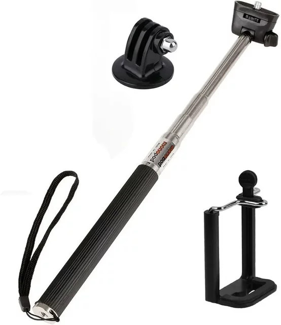 HONGDAK Selfie Stick und Einbeinstativ als Handheld-Zubehör für iPhone und GoPro Hero 9 8 7 5 4 3 mit Mount Adapter - Bild 1