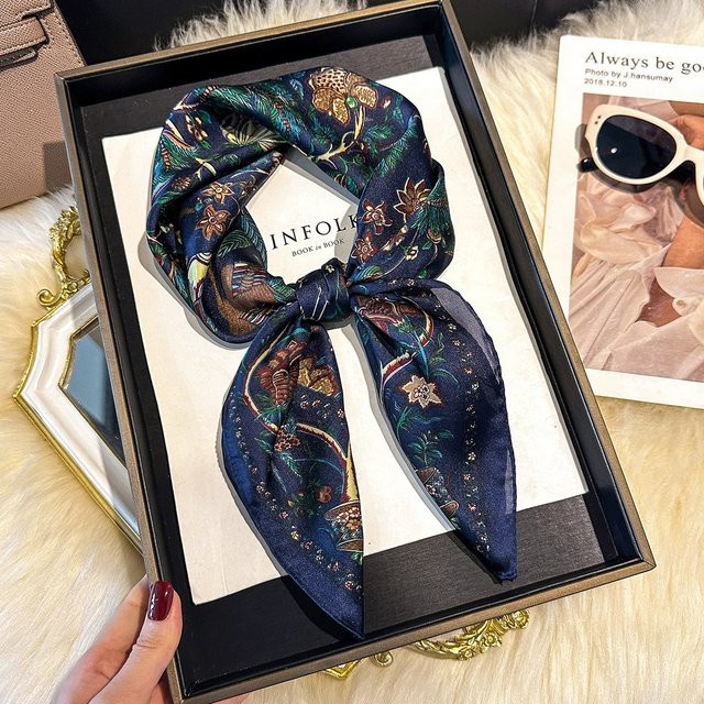 SENAIFEI Schal, Floral Print, Satin, 70 cm, Damen - Bild 1