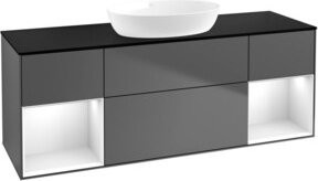 V&B Waschtischunterschrank Finion mit Wandbeleuchtung, Anthrazit lackiert, Breite: 160 cm, Tiefe: 50,1 cm, Höhe: 50,1 cm - Bild 1