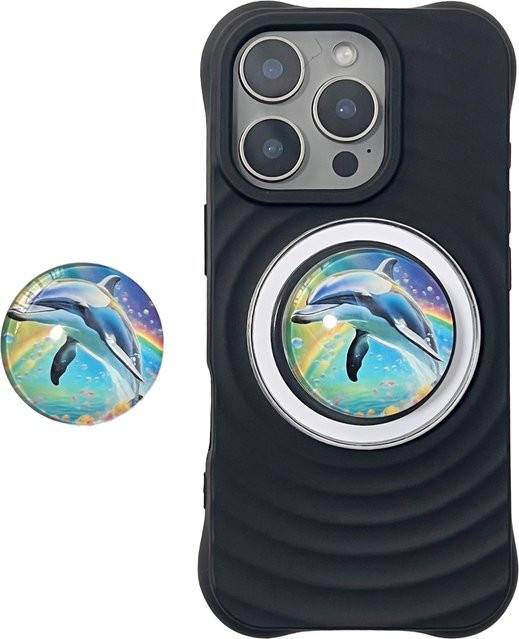 Magnetischer Handyhalter mit 3D-Kristallkugel-Delfin Design für iPhone 16 Pro Max und iPhone 17 Pro Max, Griptok in Multicolour - Bild 1
