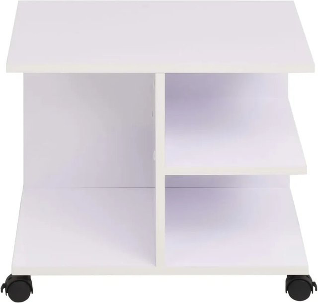 vidaXL Beistelltisch mit Rollen in Weiß, B/T/H: 50 x 35 x 42 cm - Bild 1