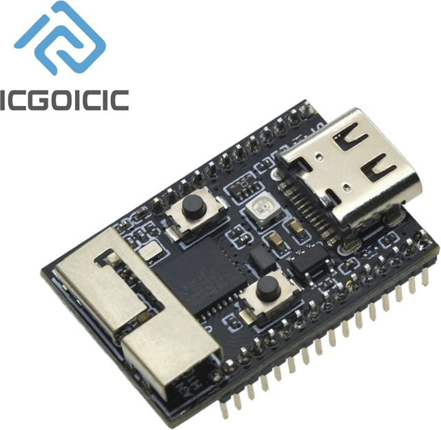 ICGOICIC ESP32-C6 Entwicklungsboard RISC-V 32-Bit N4 mit WiFi 6, Bluetooth und RGB-Licht in Schwarz - Bild 1