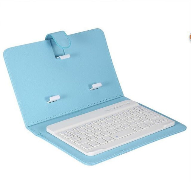 TopSky Bluetooth-Tastatur mit abnehmbarer Ledertasche für Android und Apple in Himmelblau - Bild 1