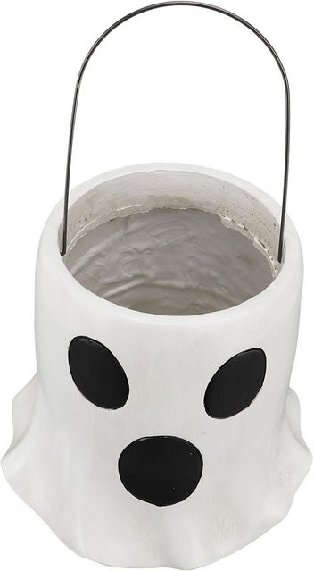OutsideWorld Geist Eimer Vase aus Harz in Weiß als dekorativer Blumentopf und Pflanzgefäß für Halloween - Bild 1