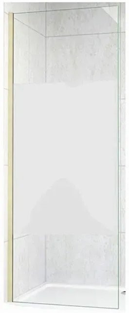 Duschparadies Walk-in Duschwand aus Nano-Glas mit Milchglasstreifen und Goldrahmen, B/H: 80 x 200 cm - Bild 1