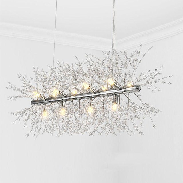 Cozy Glow Firefly Kristall Kronleuchter in Silber für Esszimmer und Restaurant mit LED-Beleuchtung im modernen Löwenzahn-Design - Bild 1
