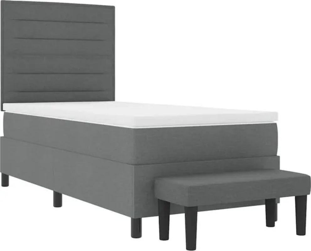 vidaXL Boxspringbett mit Matratze in Anthrazit aus Stoff, B/T: 90 x 190 cm - Bild 1