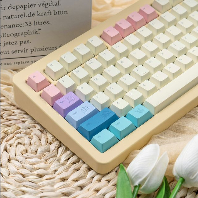 Venit Keys Sternbild Keycaps im Cherry Profil, 144 Tasten PBT Dye-Sub Keycap-Set in Rosa und Multicolour für mechanische Tastaturen (MX 61/64/87/96/104) - Bild 1