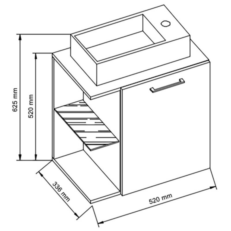 VCM Gäste-Waschplatz Hausa in Weiss, B/H/T: 52 x 63 x 34 cm - Bild 3