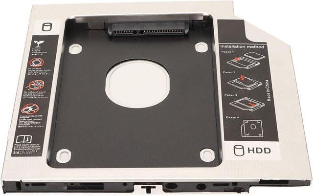 Igeteck 2,5-Zoll-Festplatten-Caddy in Schwarz, 9,5 mm Universaladapter für Laptop HDD und SSD, SATA-Schnittstelle - Bild 1