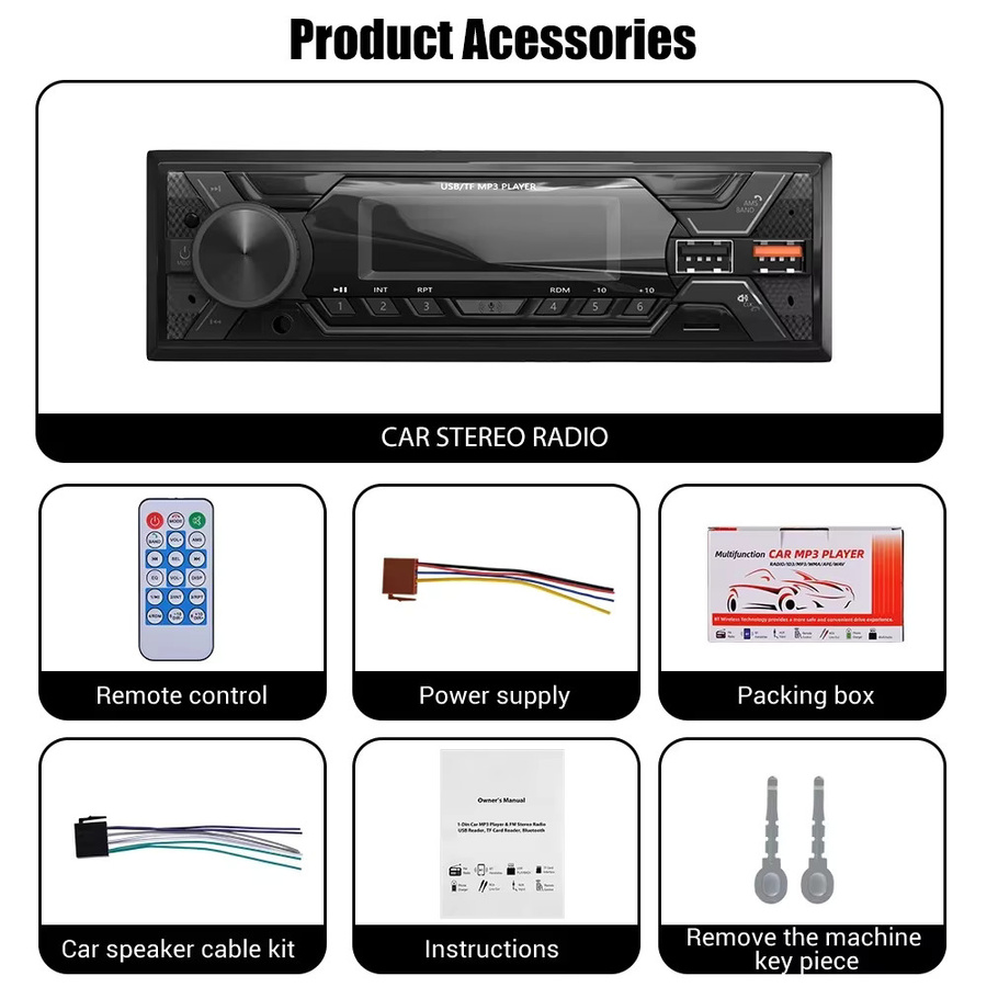 MOPECT DAB+ Single 1 DIN Autoradio mit Bluetooth, MP3-Player, 2 USB, TF, FM und AUX in Schwarz - Bild 7