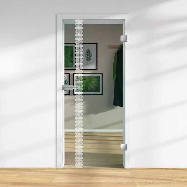 Skyscope Glasdrehtür ESG Floatglas mit Lasermattierung, transparent, DIN Rechts, H x B x T: 197,2 x 83,4 x 0,8 cm - Bild 1