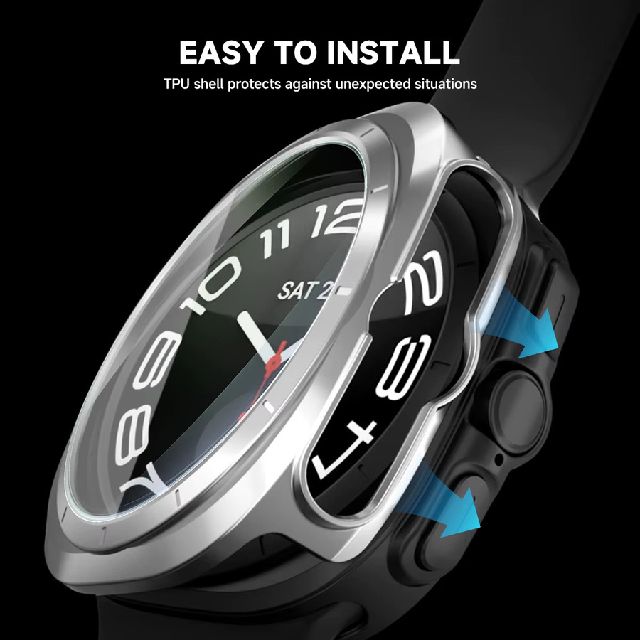 CAOWTAN Uhrenzubehör, Displayfolie und TPU-Hülle für Samsung Galaxy Watch 7 Ultra 47 mm, Kunststoff, transparent, Unisex - Bild 4