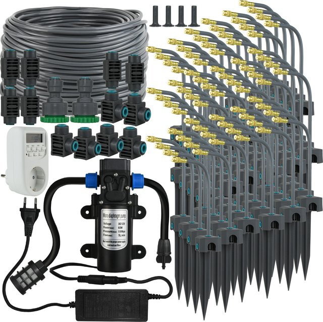 KESLA Automatisches Garten-Tropfbewässerungsset mit selbstansaugender Pumpe, Messing Nebeldüse und Sockel Timer für Garten und Gewächshaus - Bild 1