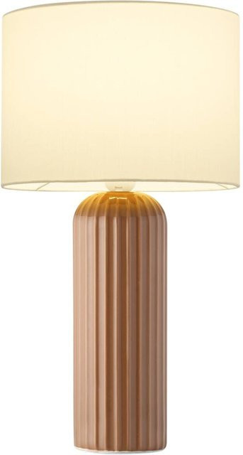 Reality Tischleuchte Blaire aus Keramik und Stoff in Mokka und Beige, B/H: 20 x 36 cm - Bild 1