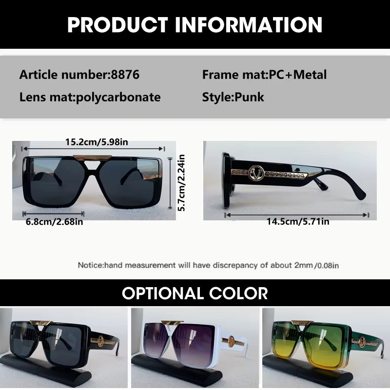 OCYCO 2026 Sonnenbrille, eckig, Vollrand, Unisex, schwarz - Bild 2
