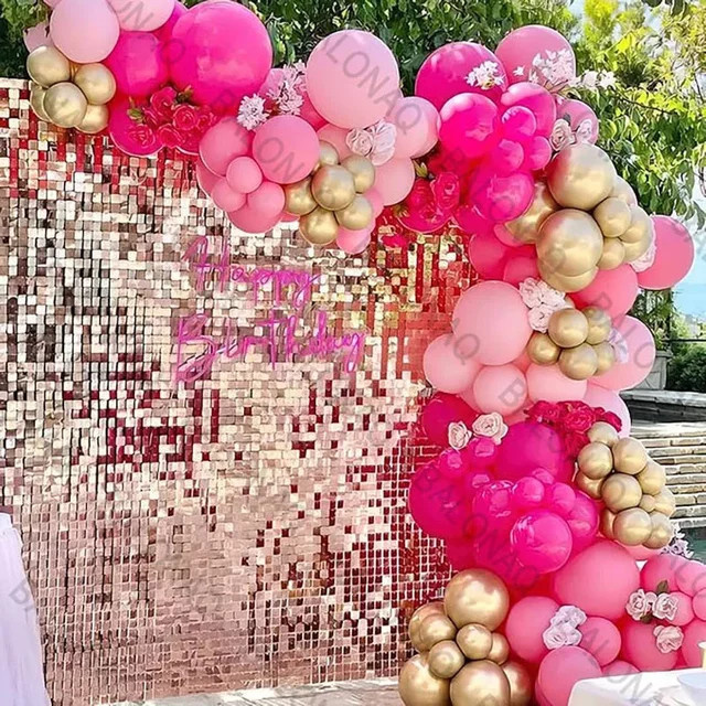 BALONAQ Latex Ballons Girlande Bogen Kit in Pink und Schwarz, 112 Stück für Geburtstag, Hochzeit oder Baby Shower - Bild 1