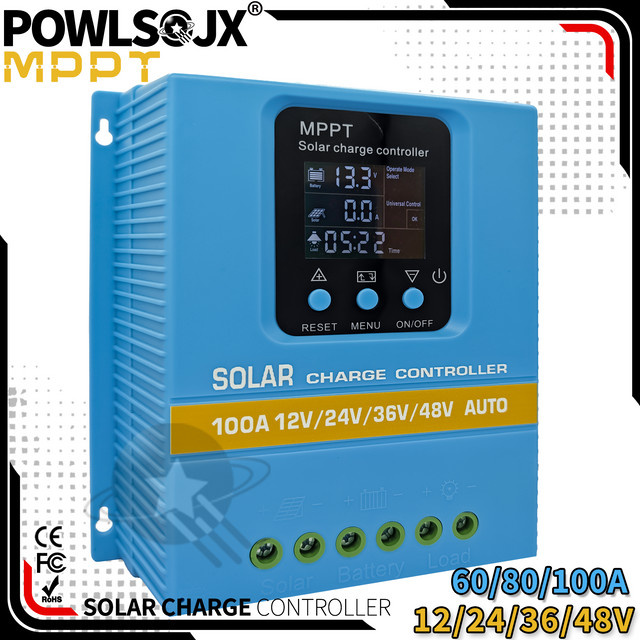 POWLSOJX MPPT-Solarladegerät mit Dual-USB und 3-Stufen-Schutz für Hausstromsysteme und Straßenlaternen in Blau - Bild 1