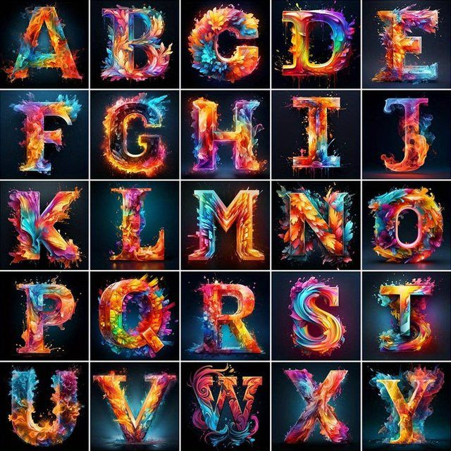 Huacan DIY Diamant Stickerei Alphabet 5D Mosaik Buchstaben Set mit Rundbohrern in Multicolor - Bild 1