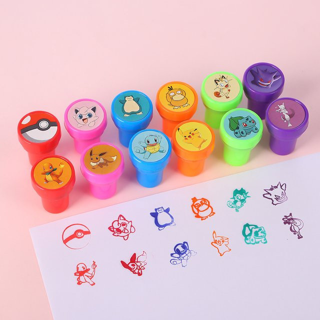 Potdemiel Pokémon Mini Seal Pikachu Gengar Snorlax, 12-teiliges Set, Kunststoff, Bunt / Mehrfarbig - Bild 1